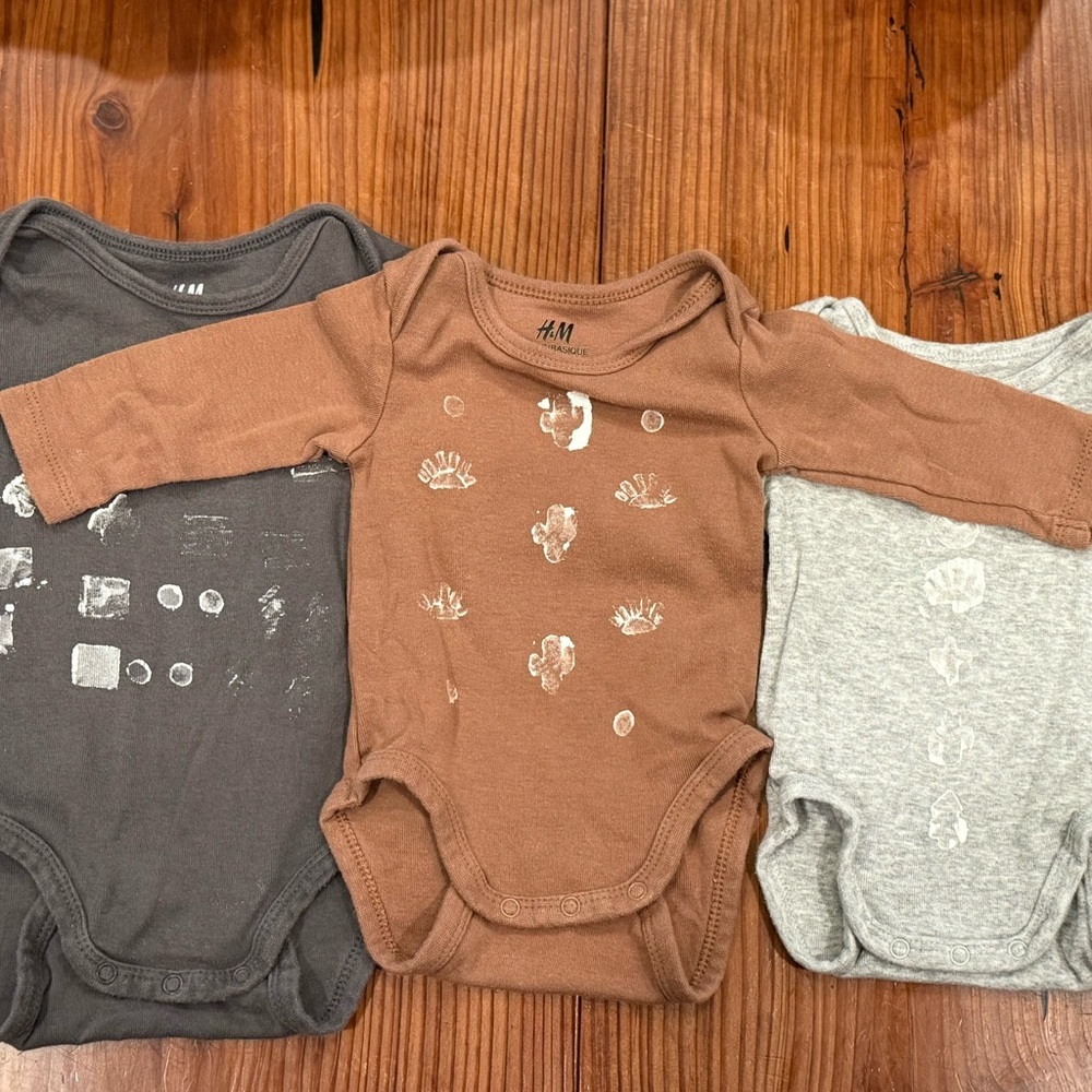 H&M Kids One Piece Set - Brown, Gray, and Cream